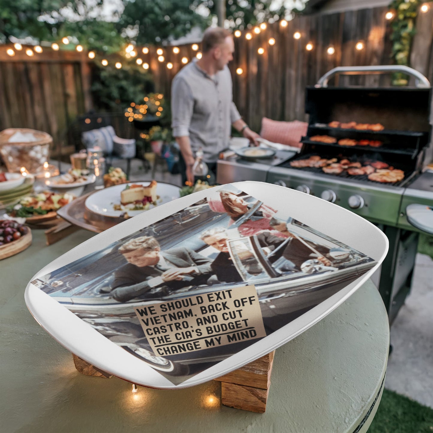 JFK Assassination Change My Mind Meme 10x14" Serving Platter Funny Political Unique Gift