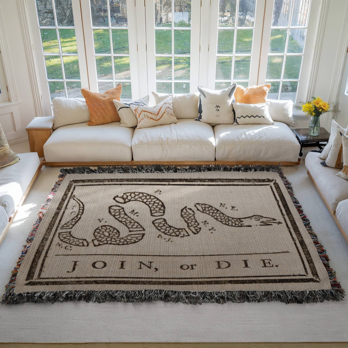 Join or Die Shirt Revolutionary War Snake 100% Cotton Throw Blanket 60x80"