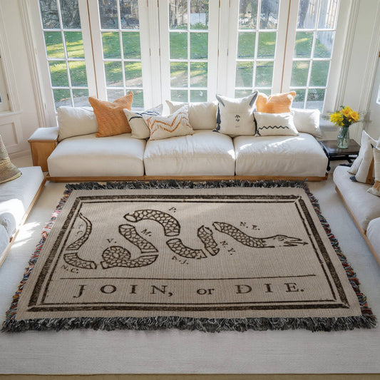 Join or Die Shirt Revolutionary War Snake 100% Cotton Throw Blanket 60x80"
