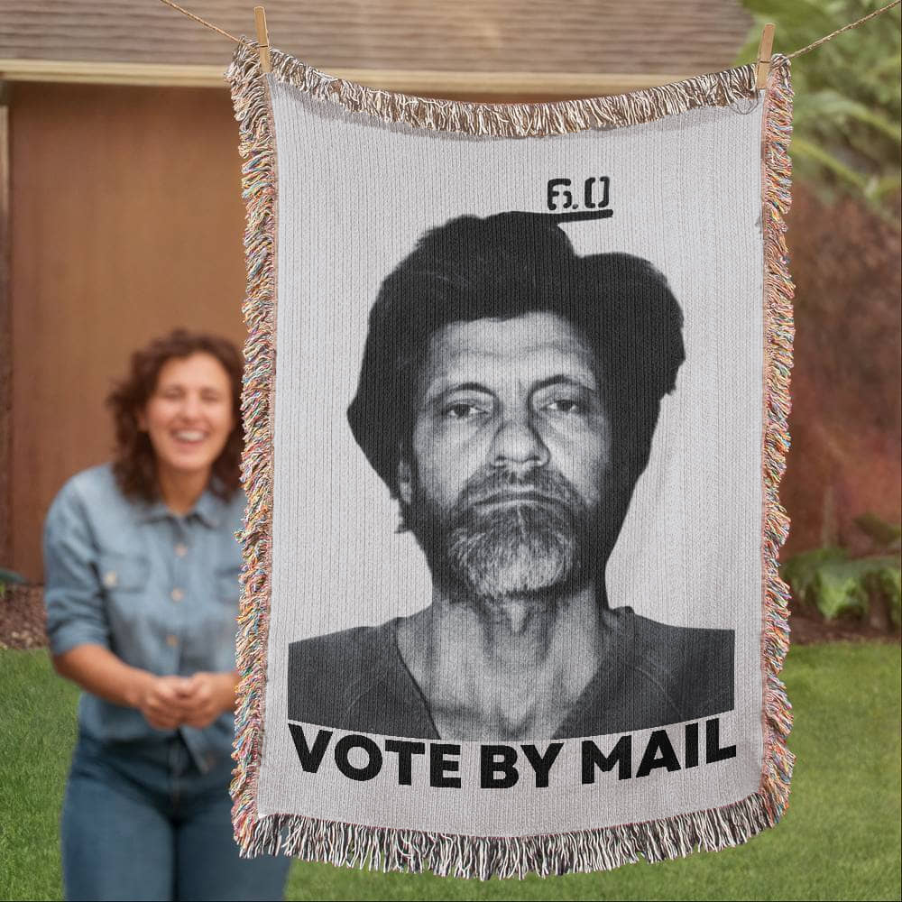 Ted Kaczynski Meme Blanket 100% Cotton Throw Woven in USA Vote By Mail Graphic Libertarian Gift