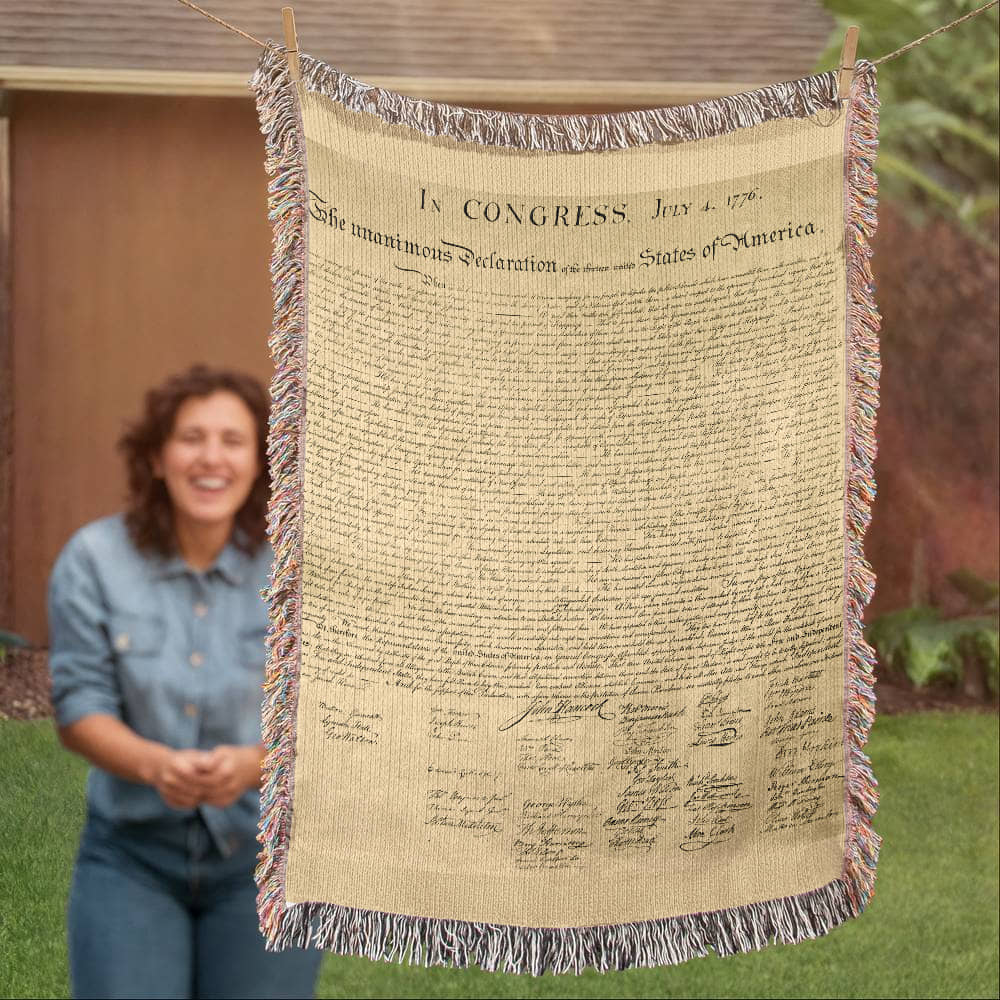 Declaration of Independence Blanket 100% Cotton Throw Woven in USA 1776 Document Parchment Graphic Gift for Conservative Libertarian MAGA Trump Supporter