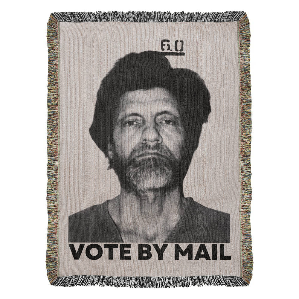 Ted Kaczynski Meme Blanket 100% Cotton Throw Woven in USA Vote By Mail Graphic Libertarian Gift