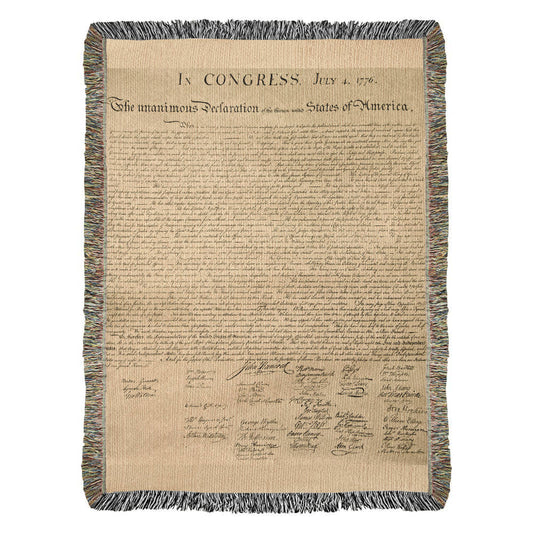 Declaration of Independence Blanket 100% Cotton Throw Woven in USA 1776 Document Parchment Graphic Gift for Conservative Libertarian MAGA Trump Supporter