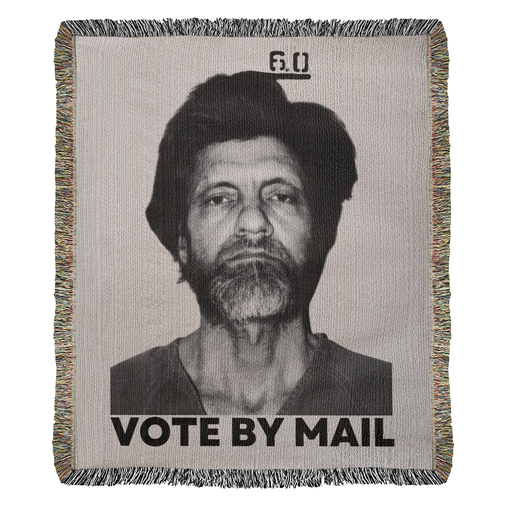 Ted Kaczynski Meme Blanket 100% Cotton Throw Woven in USA Vote By Mail Graphic Libertarian Gift