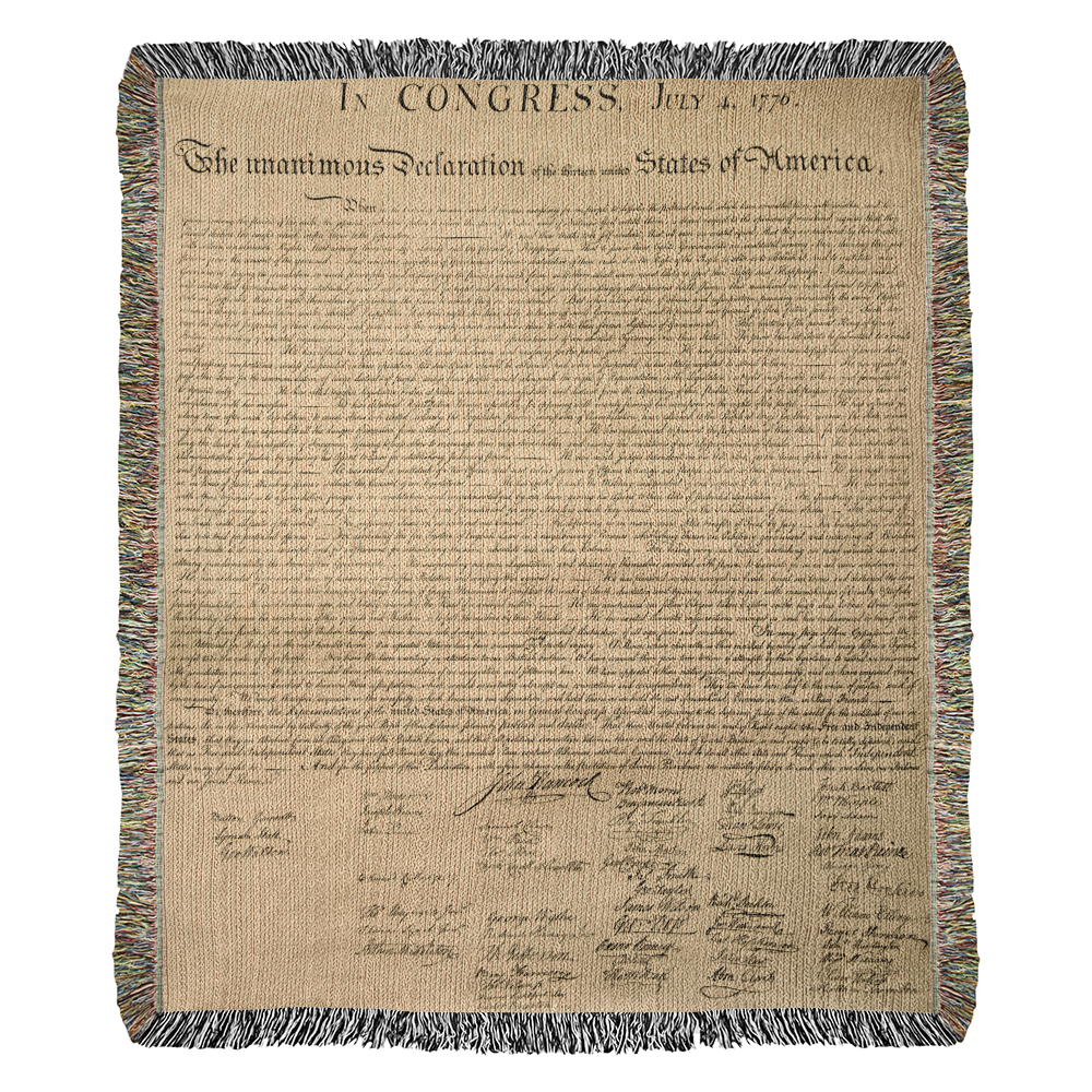 Declaration of Independence Blanket 100% Cotton Throw Woven in USA 1776 Document Parchment Graphic Gift for Conservative Libertarian MAGA Trump Supporter