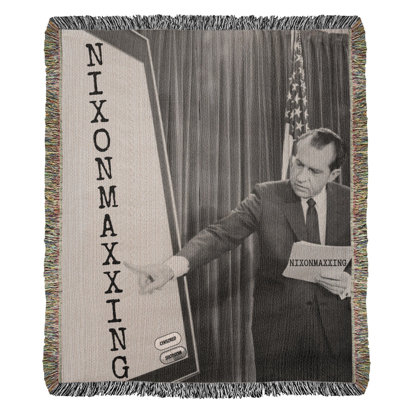 Nixonmaxxing Richard Nixon Meme Graphic 100% Cotton Throw Blanket 50x60"