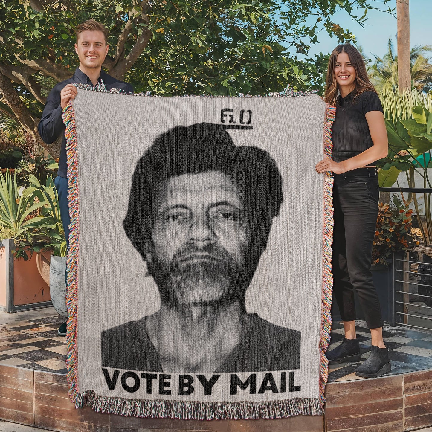 Ted Kaczynski Meme Blanket 100% Cotton Throw Woven in USA Vote By Mail Graphic Libertarian Gift