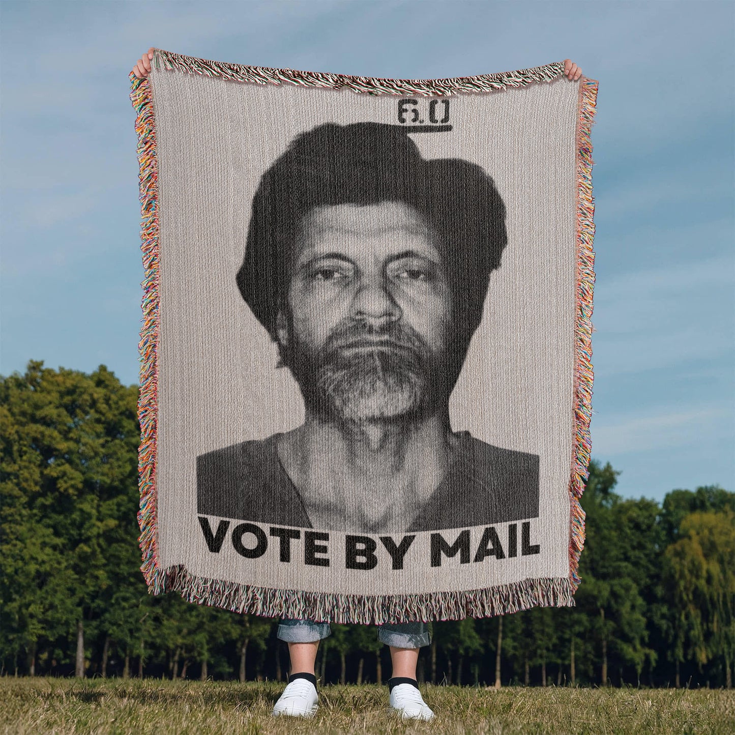 Ted Kaczynski Meme Blanket 100% Cotton Throw Woven in USA Vote By Mail Graphic Libertarian Gift