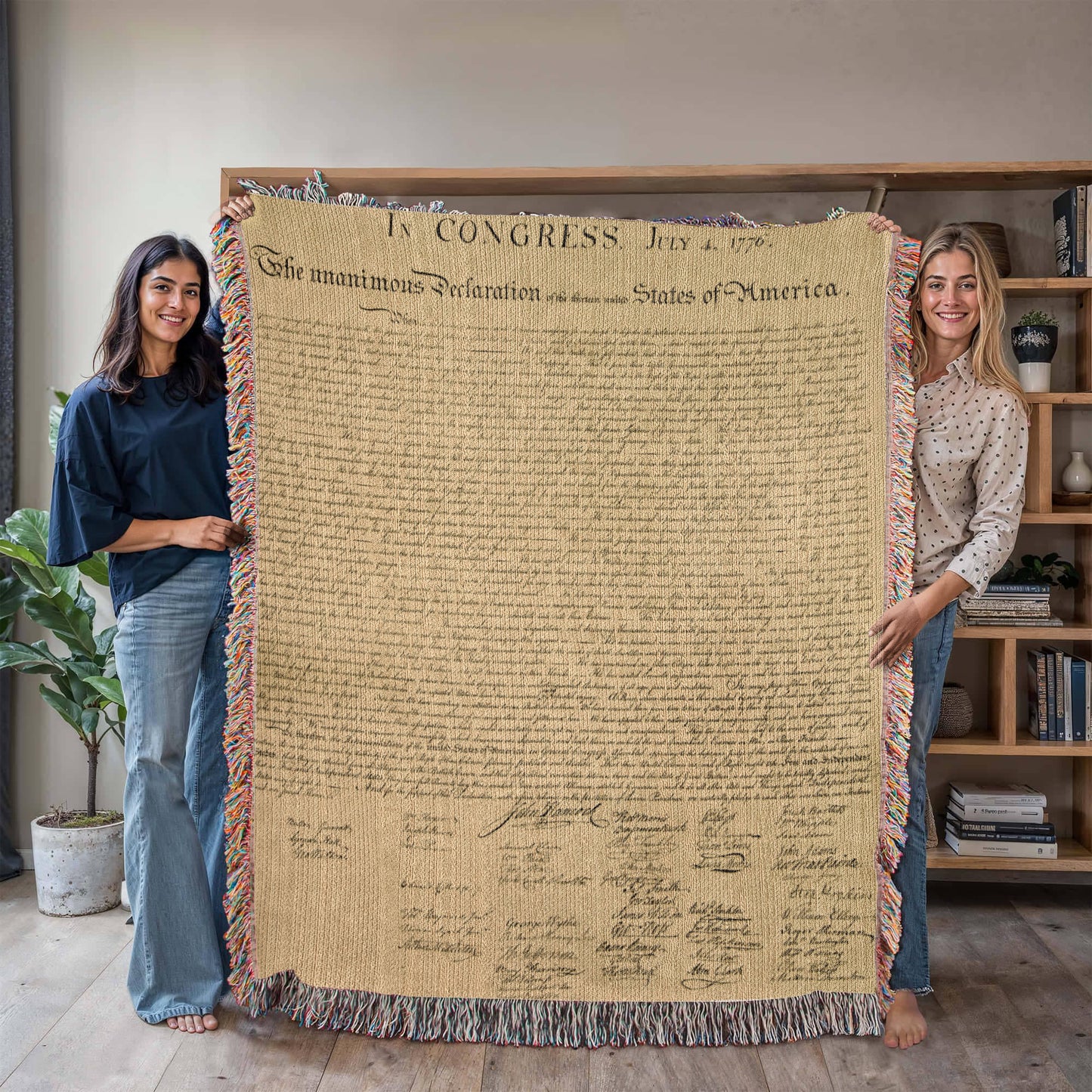 Declaration of Independence Blanket 100% Cotton Throw Woven in USA 1776 Document Parchment Graphic Gift for Conservative Libertarian MAGA Trump Supporter