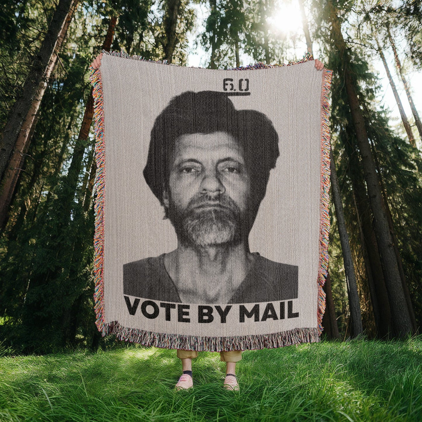 Ted Kaczynski Meme Blanket 100% Cotton Throw Woven in USA Vote By Mail Graphic Libertarian Gift