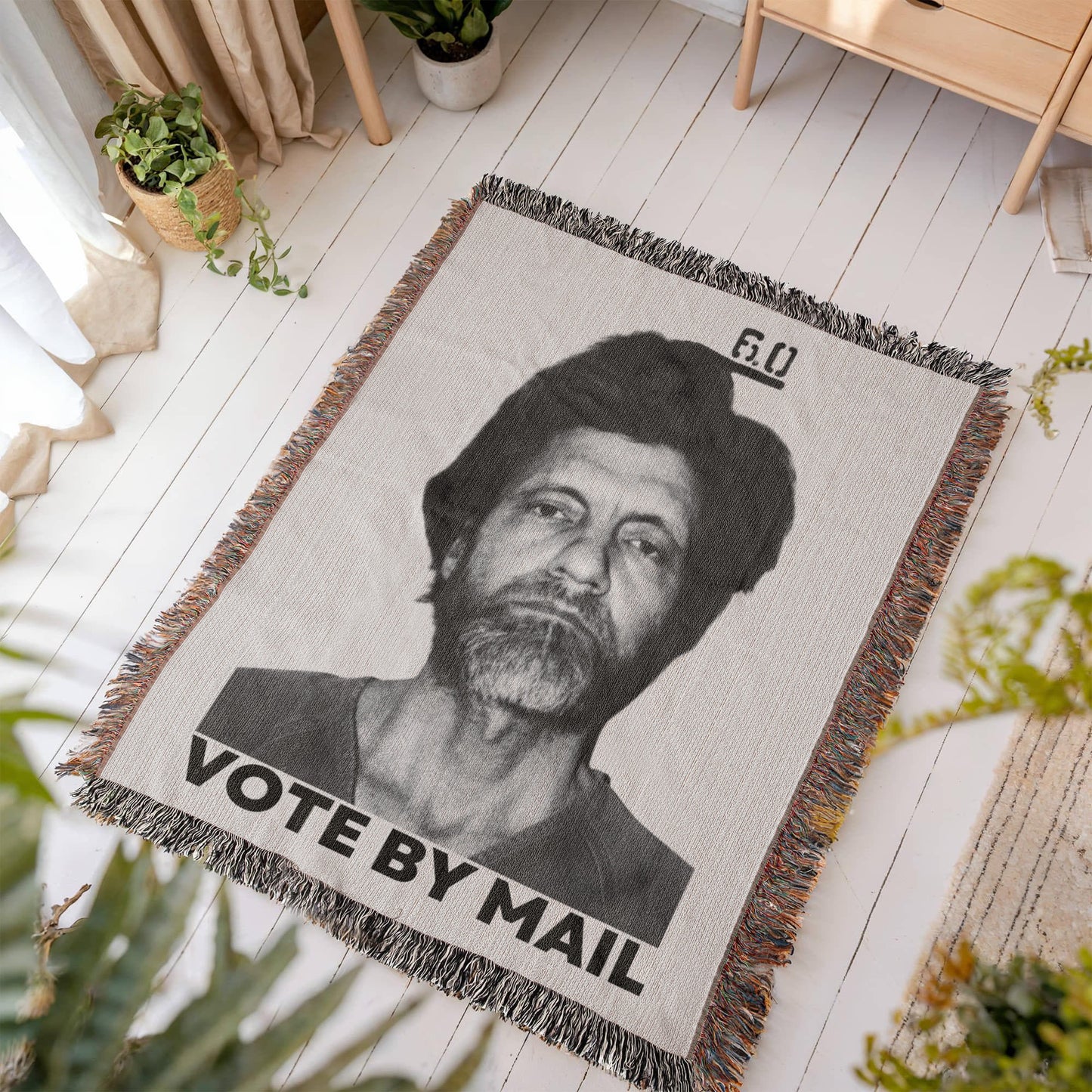 Ted Kaczynski Meme Blanket 100% Cotton Throw Woven in USA Vote By Mail Graphic Libertarian Gift