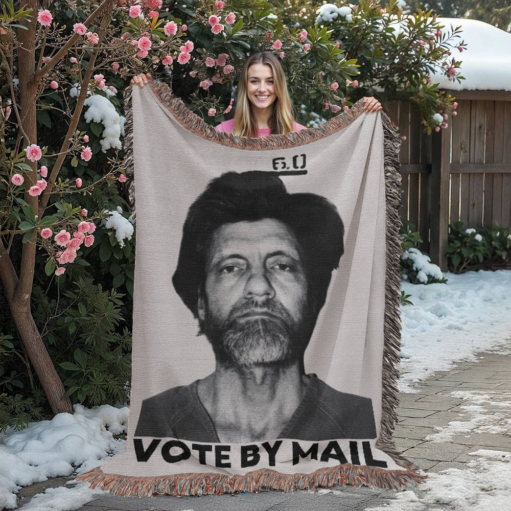 Ted Kaczynski Meme Blanket 100% Cotton Throw Woven in USA Vote By Mail Graphic Libertarian Gift