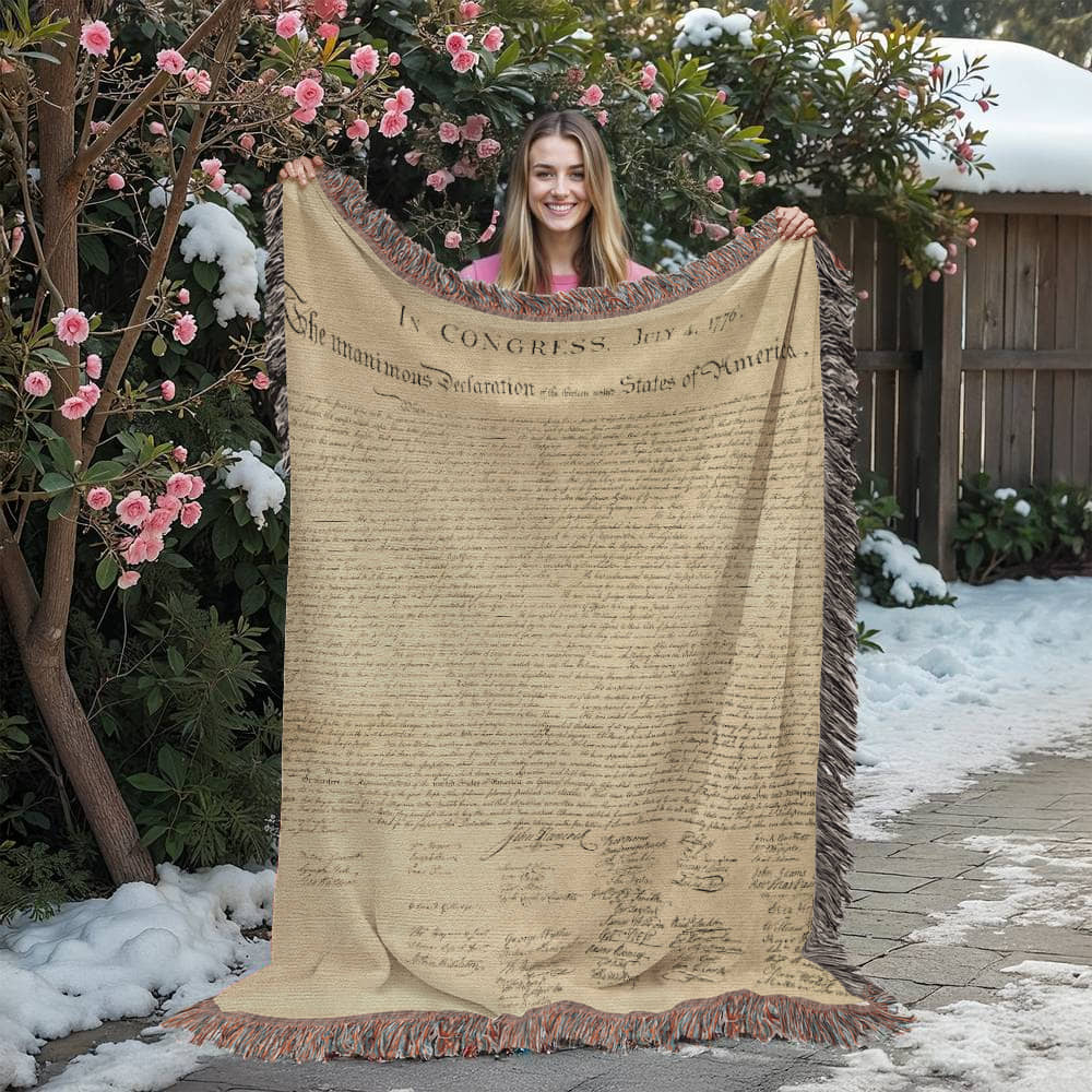 Declaration of Independence Blanket 100% Cotton Throw Woven in USA 1776 Document Parchment Graphic Gift for Conservative Libertarian MAGA Trump Supporter