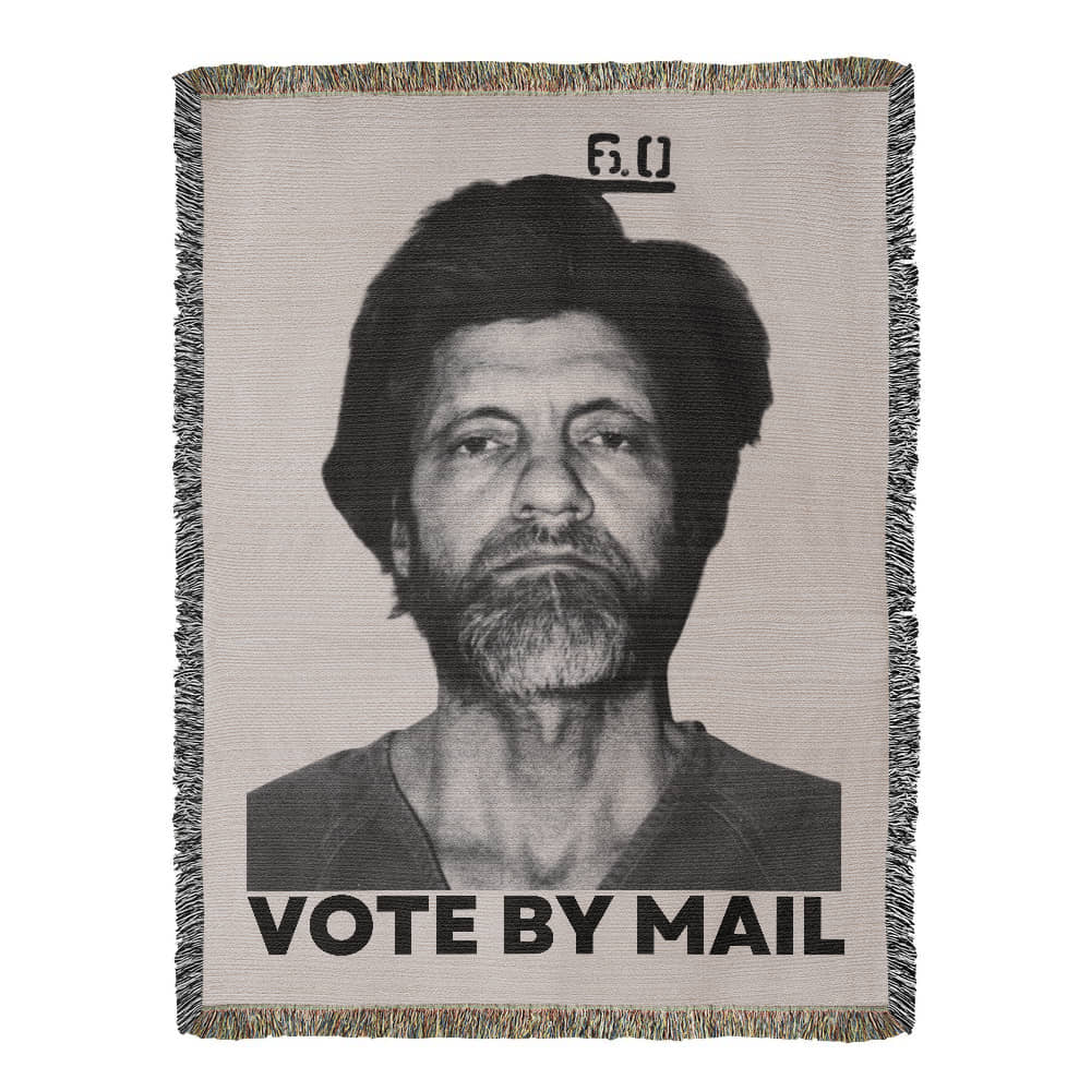 Ted Kaczynski Meme Blanket 100% Cotton Throw Woven in USA Vote By Mail Graphic Libertarian Gift