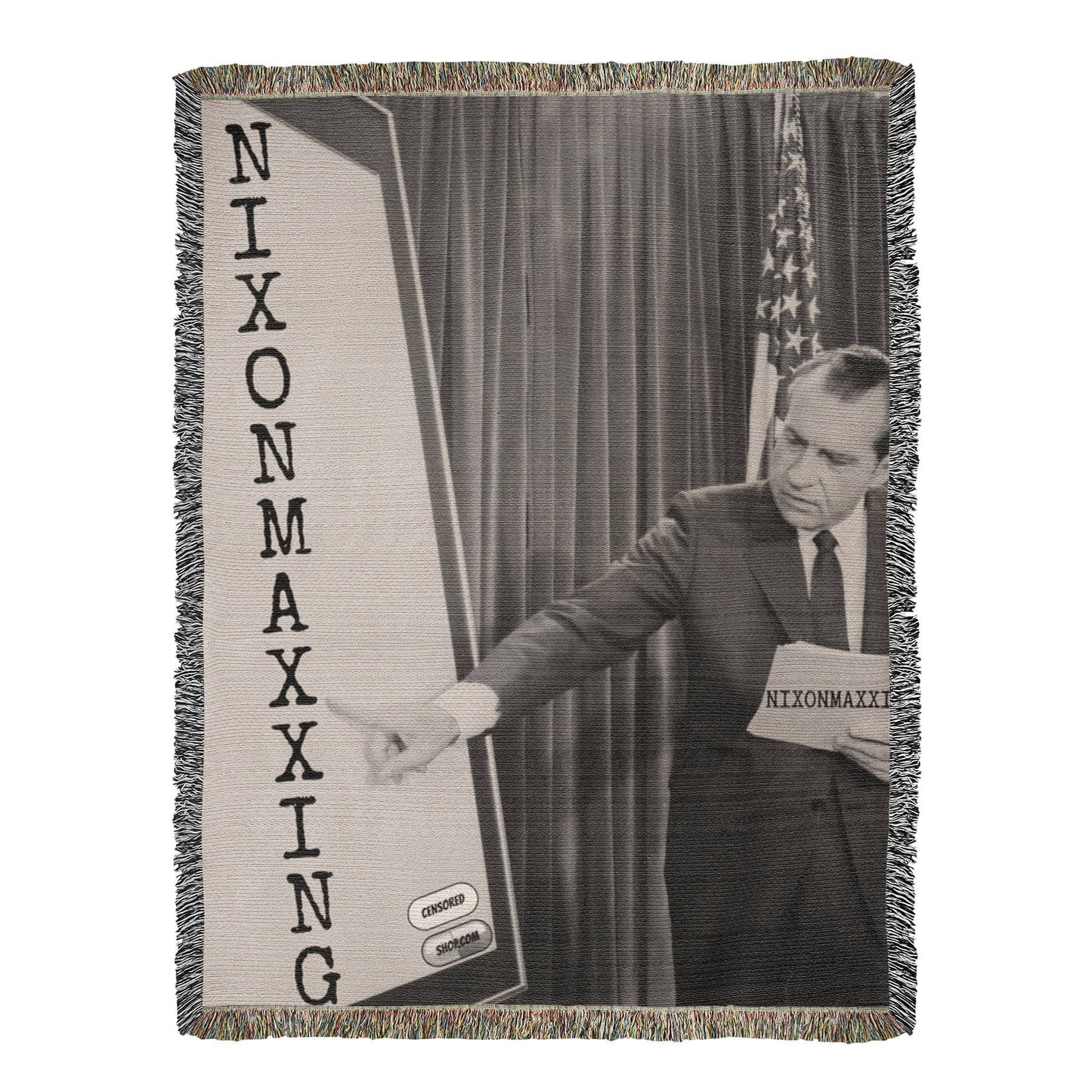 Nixonmaxxing Richard Nixon Meme Graphic 100% Cotton Throw Blanket 50x60"