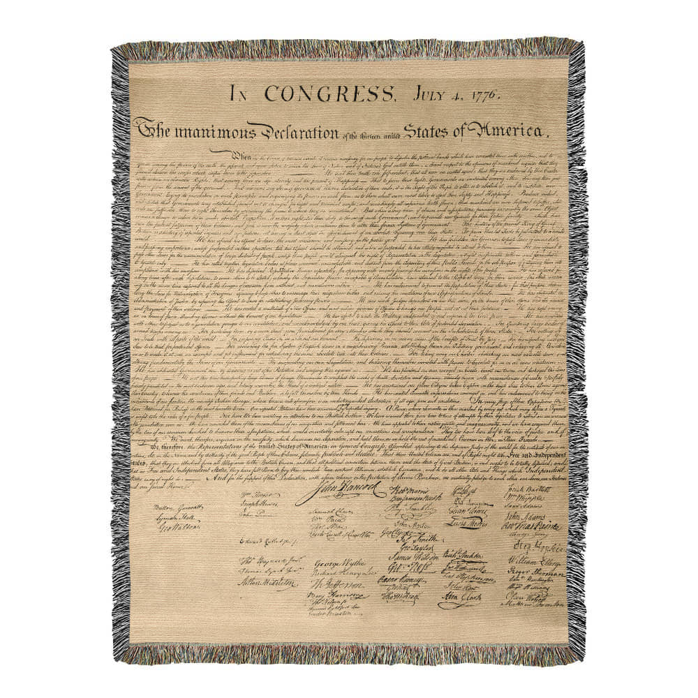 Declaration of Independence Blanket 100% Cotton Throw Woven in USA 1776 Document Parchment Graphic Gift for Conservative Libertarian MAGA Trump Supporter