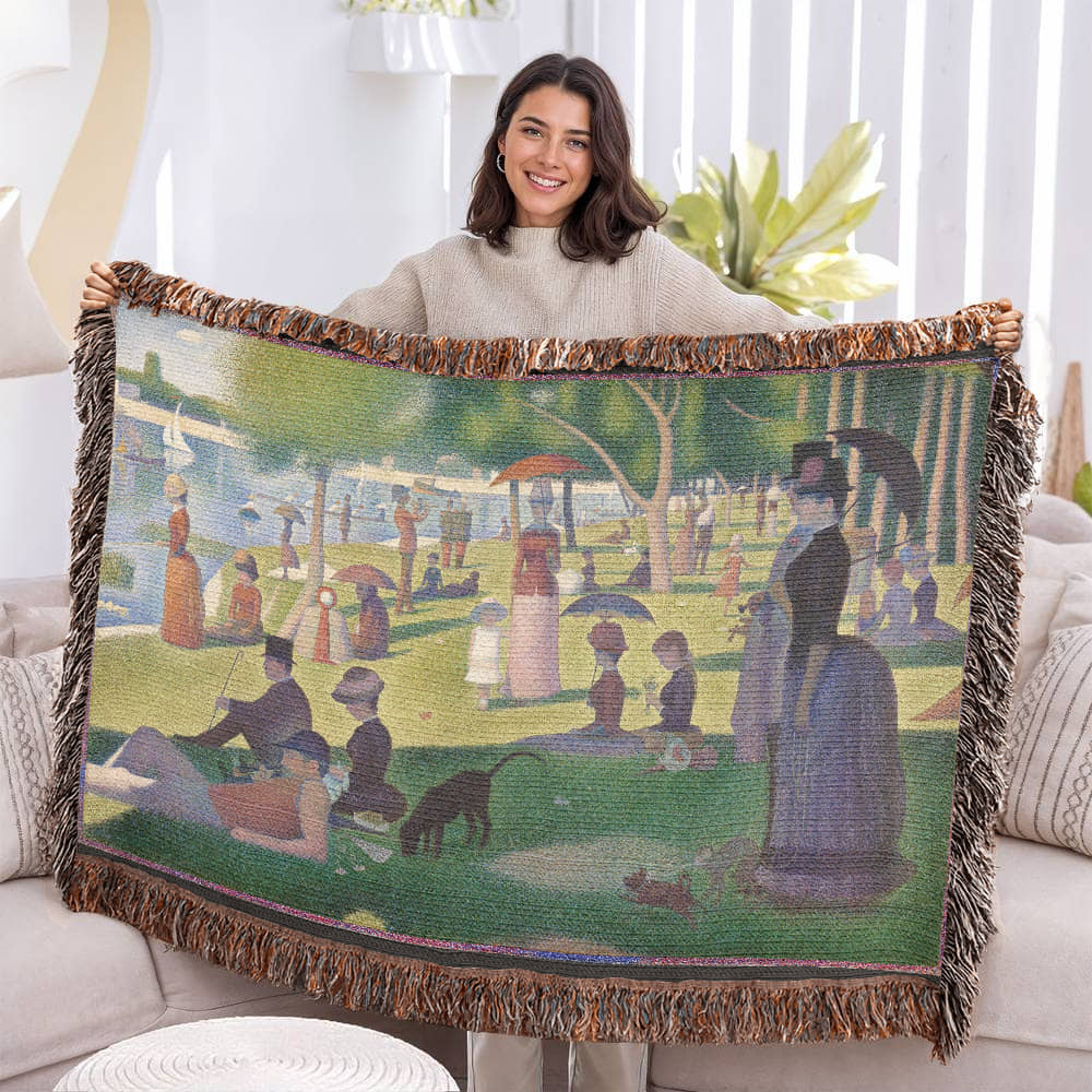 Georges Seurat A Sunday Afternoon on the Island of La Grande Jatte Blanket 100% Cotton Throw Famous Painting Art Lover Gift