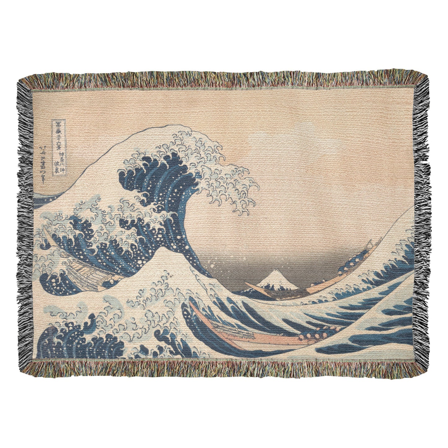 The Great Wave off Kanagawa 100% Cotton Throw Blanket Tsunami Famous Painting 37x52"