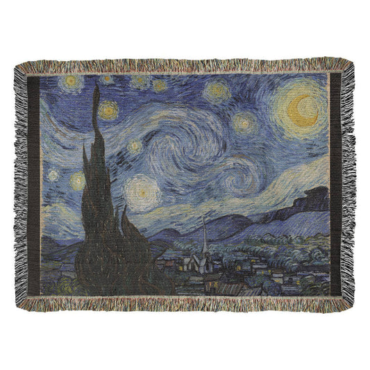 Starry Night Blanket 100% Cotton Throw Vincent Van Gogh Famous Painting Art Lover Merch