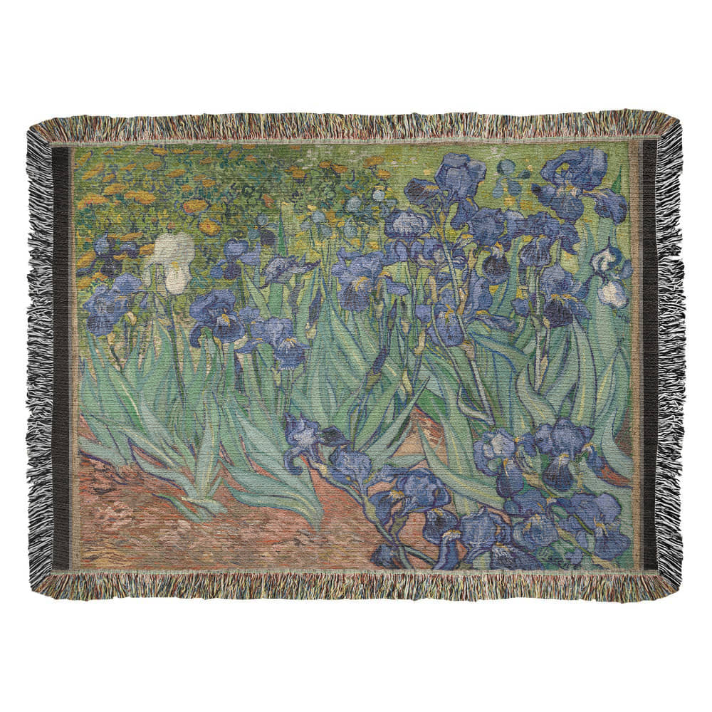 Vincent Van Gogh Irises Blanket 100% Cotton Throw Woven in USA Famous Painting Art Lover Gift