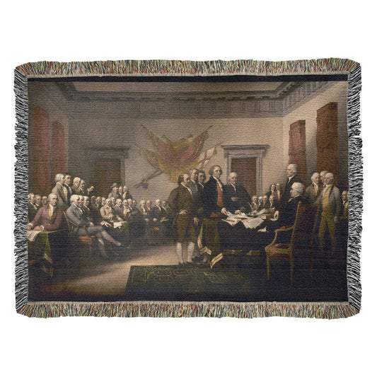 Declaration of Independence Blanket 100% Cotton Throw Woven in USA John Trumbull 1776 Famous Painting Gift for Conservative Libertarian MAGA Art