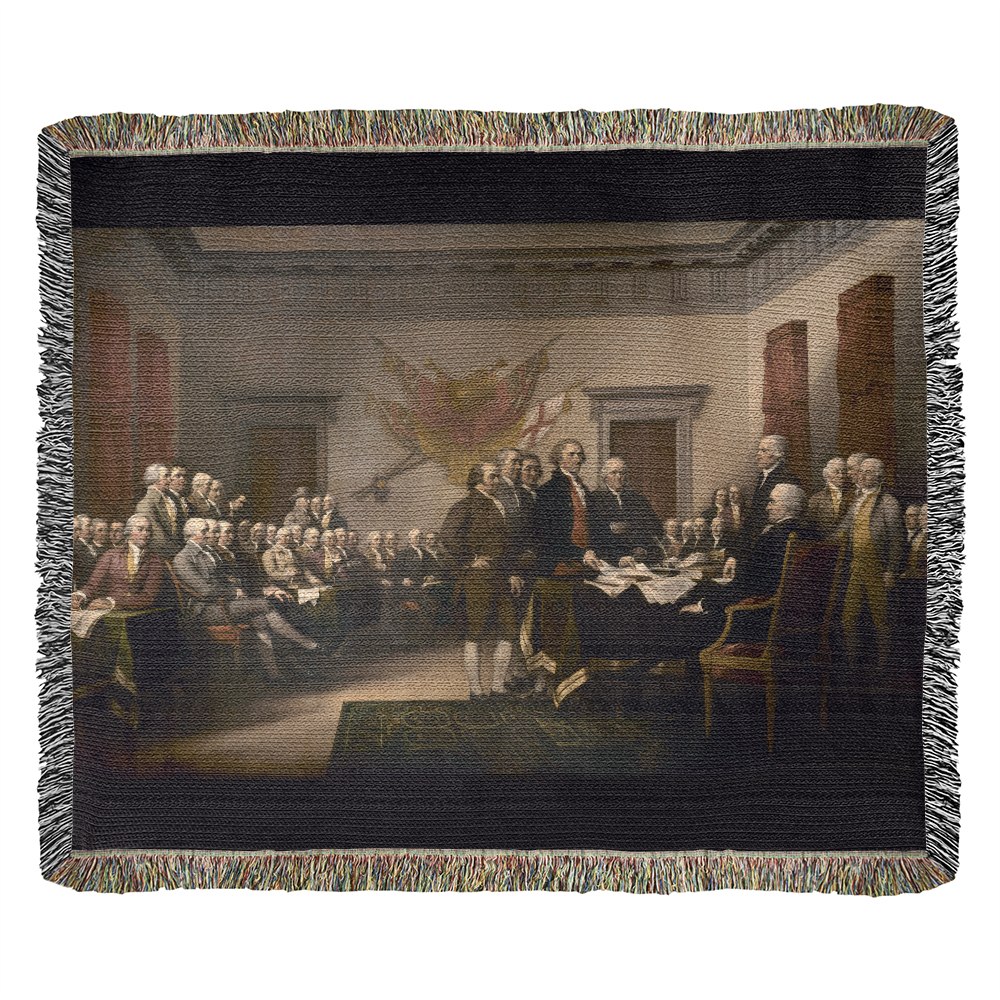 Declaration of Independence Blanket 100% Cotton Throw Woven in USA John Trumbull 1776 Famous Painting Gift for Conservative Libertarian MAGA Art