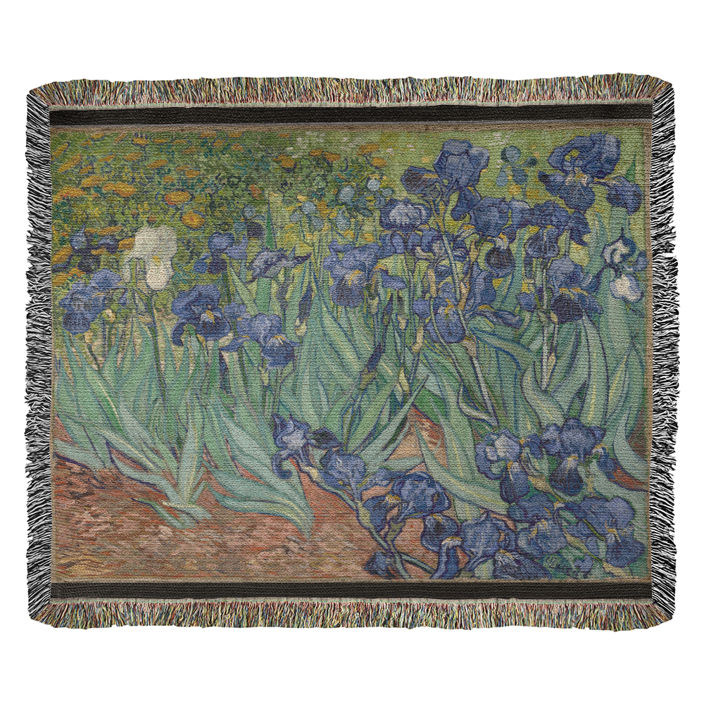 Vincent Van Gogh Irises Blanket 100% Cotton Throw Woven in USA Famous Painting Art Lover Gift