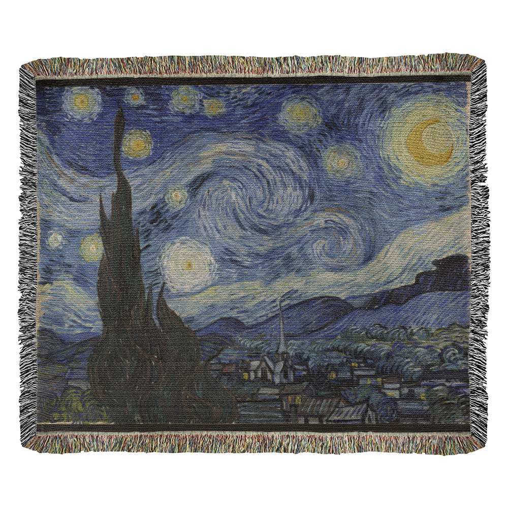 Starry Night Blanket 100% Cotton Throw Vincent Van Gogh Famous Painting Art Lover Merch