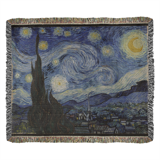 Starry Night Vincent Van Gogh Famous Painting 100% Cotton Throw Blanket