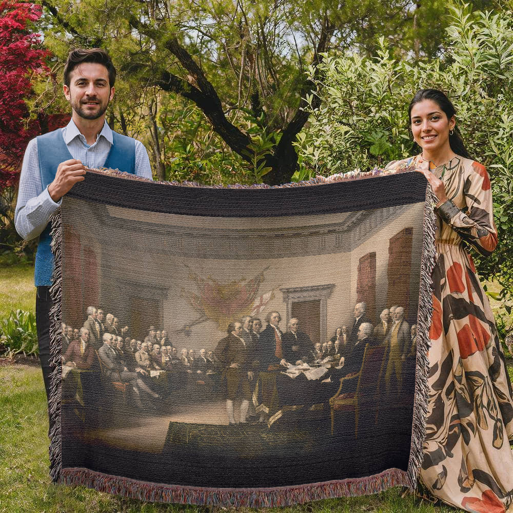 Declaration of Independence Blanket 100% Cotton Throw Woven in USA John Trumbull 1776 Famous Painting Gift for Conservative Libertarian MAGA Art