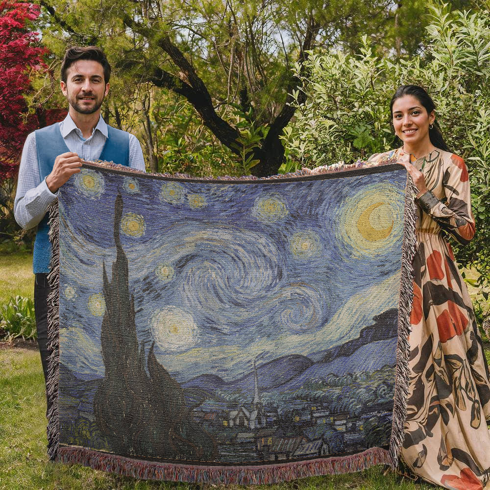 Starry Night Blanket 100% Cotton Throw Vincent Van Gogh Famous Painting Art Lover Merch