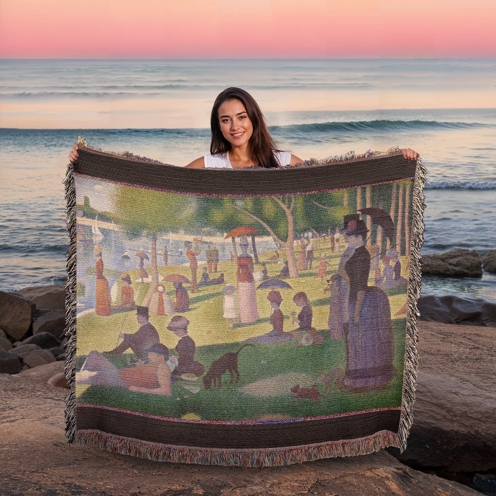 Georges Seurat A Sunday Afternoon on the Island of La Grande Jatte Blanket 100% Cotton Throw Famous Painting Art Lover Gift