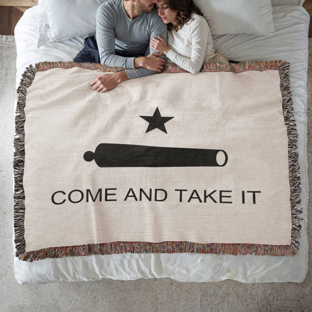 Come and Take It Blanket 100% Cotton Throw Battle of Gonzales Flag Cannon 2A Libertarian Merch