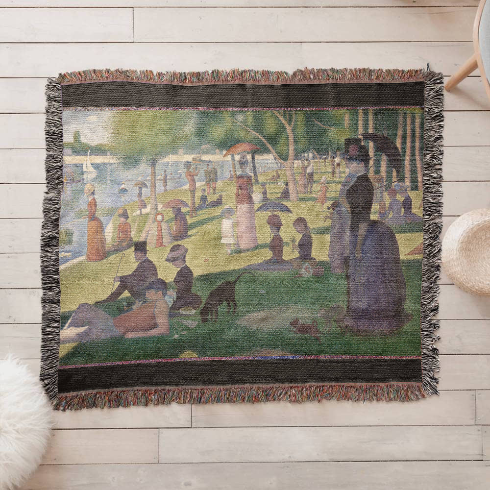 Georges Seurat A Sunday Afternoon on the Island of La Grande Jatte Blanket 100% Cotton Throw Famous Painting Art Lover Gift