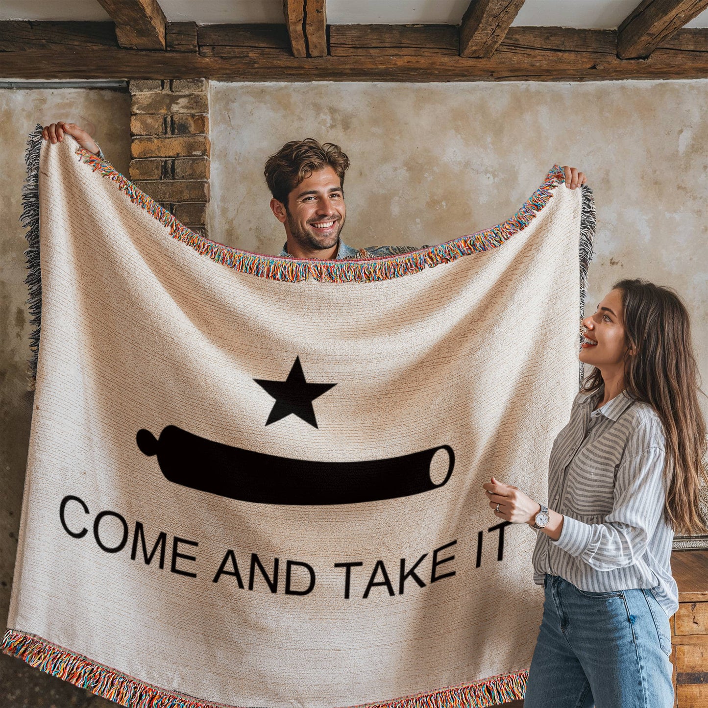 Come and Take It Blanket 100% Cotton Throw Battle of Gonzales Flag Cannon 2A Libertarian Merch