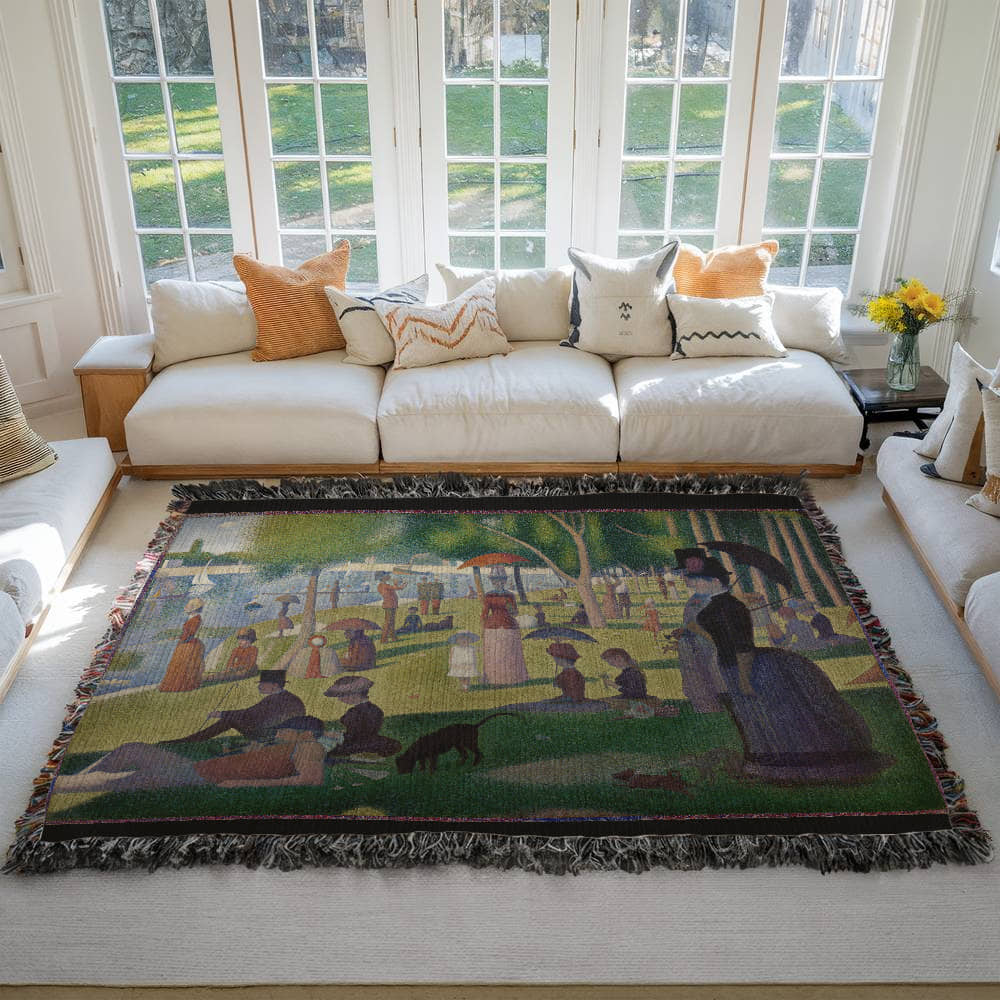 Georges Seurat A Sunday Afternoon on the Island of La Grande Jatte Blanket 100% Cotton Throw Famous Painting Art Lover Gift