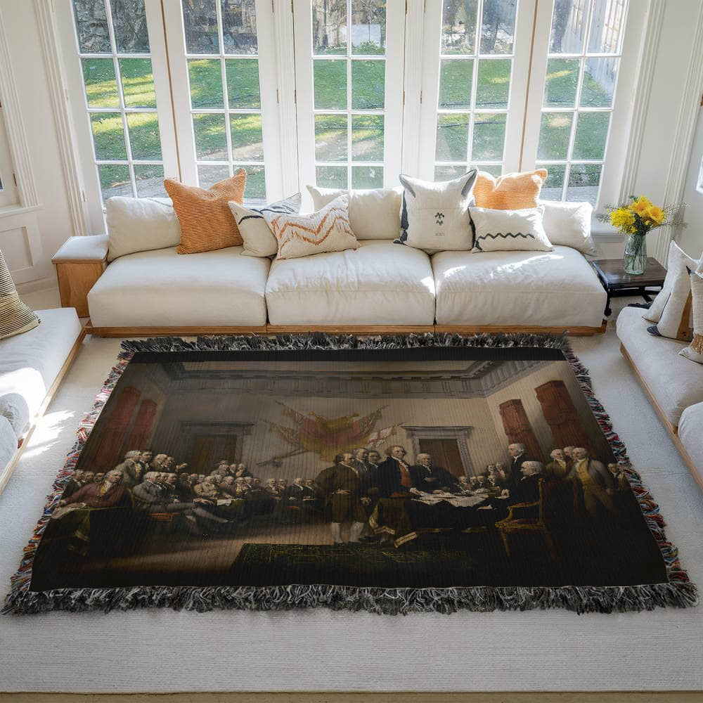 Declaration of Independence Blanket 100% Cotton Throw Woven in USA John Trumbull 1776 Famous Painting Gift for Conservative Libertarian MAGA Art