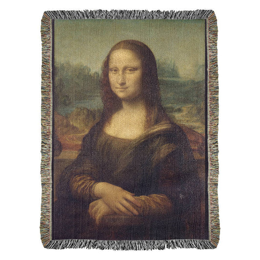 Mona Lisa Blanket 100% Cotton Throw Woven in USA Leonardo da Vinci Famous Painting Gift for Art Lover