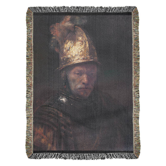 Rembrandt The Man with the Golden Helmet Blanket 100% Cotton Throw Woven in USA Famous Painting Gift for Art Lover