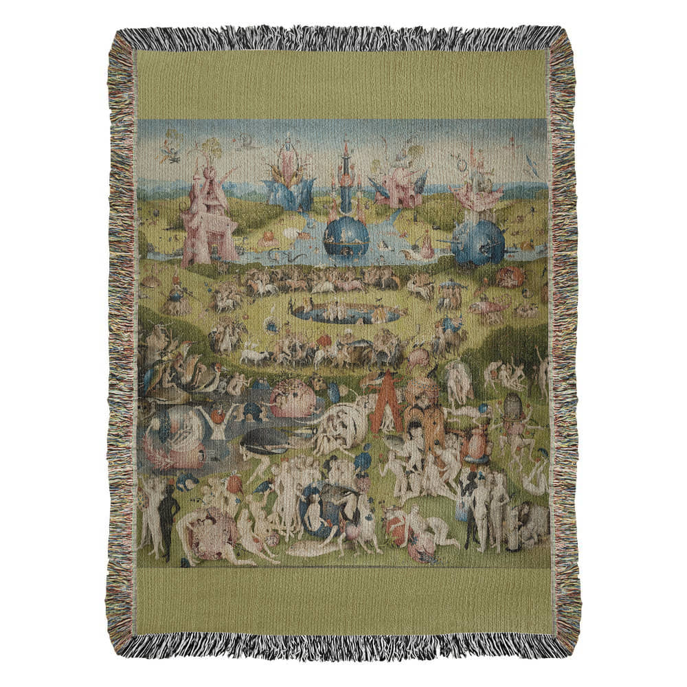 The Garden of Earthly Delights Blanket 100% Cotton Throw Woven in USA Famous Painting Gift for Art Lover