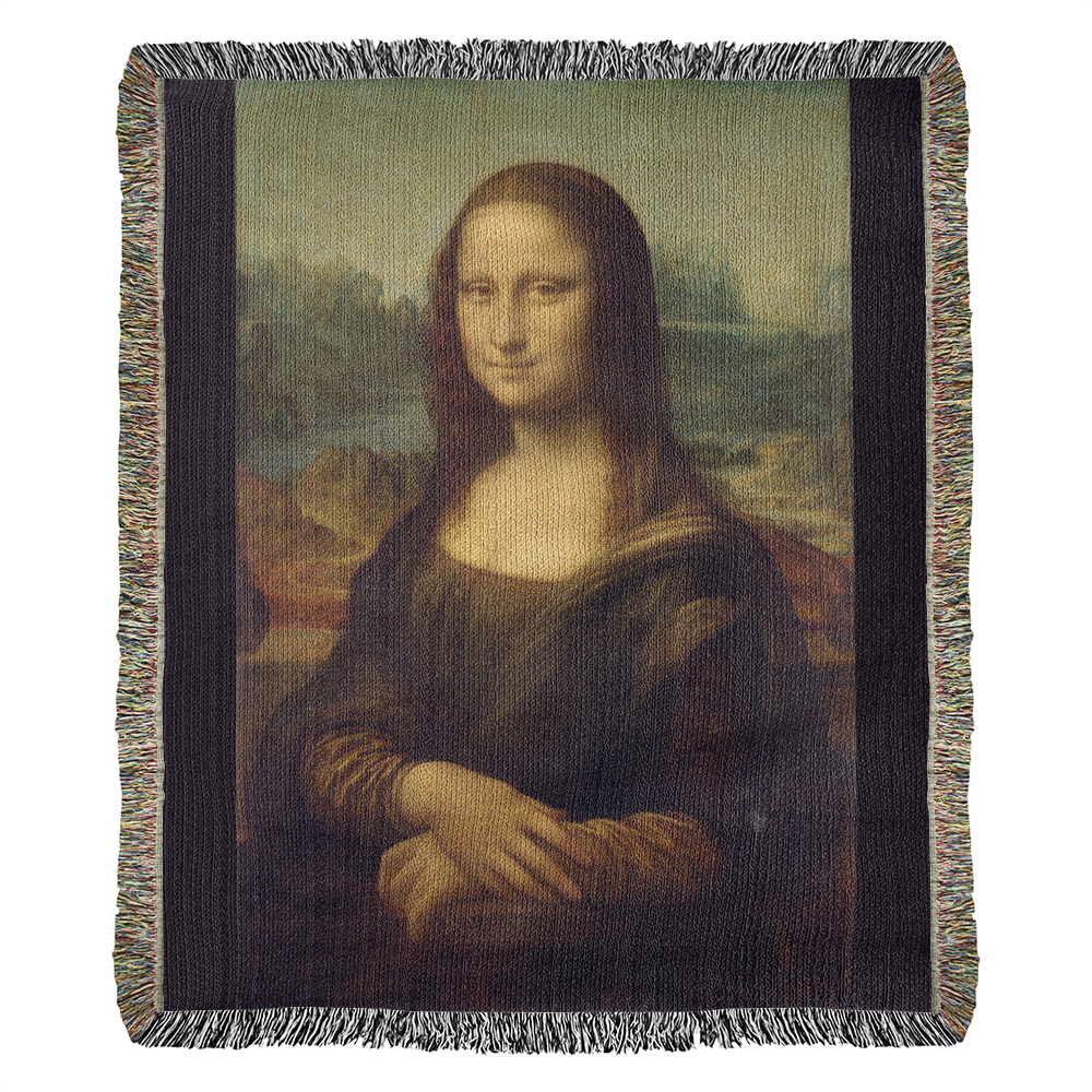 Mona Lisa Blanket 100% Cotton Throw Woven in USA Leonardo da Vinci Famous Painting Gift for Art Lover