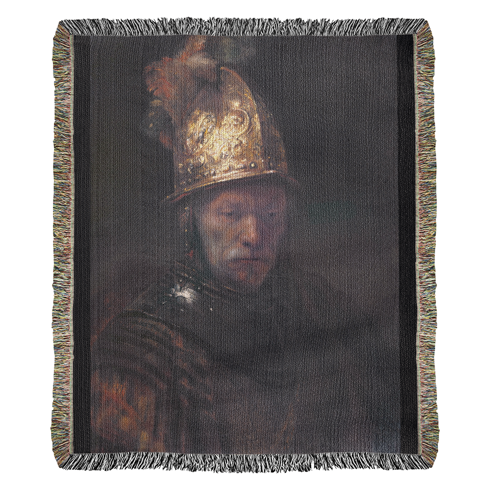 Rembrandt The Man with the Golden Helmet Blanket 100% Cotton Throw Woven in USA Famous Painting Gift for Art Lover