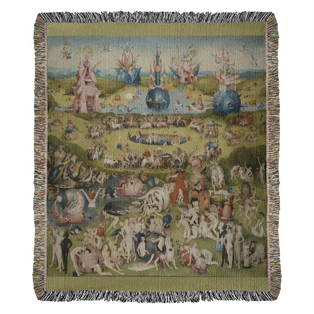 The Garden of Earthly Delights Blanket 100% Cotton Throw Woven in USA Famous Painting Gift for Art Lover