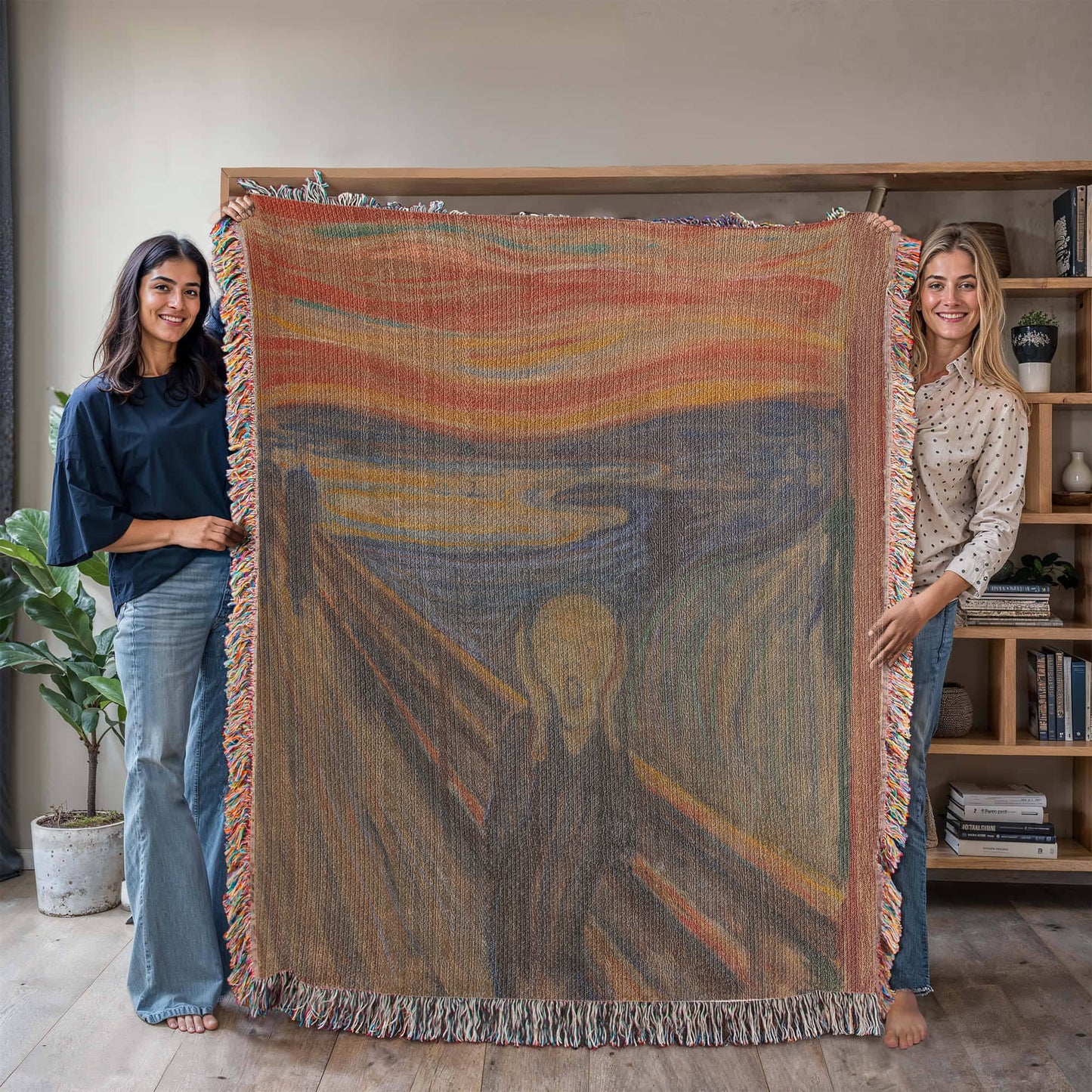 The Scream Blanket 100% Cotton Throw Woven in USA Edvard Munch Famous Painting Gift for Art Lover