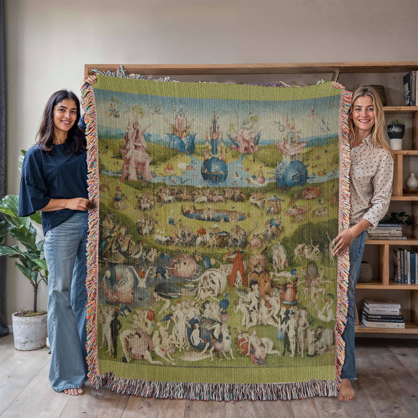 The Garden of Earthly Delights Blanket 100% Cotton Throw Woven in USA Famous Painting Gift for Art Lover