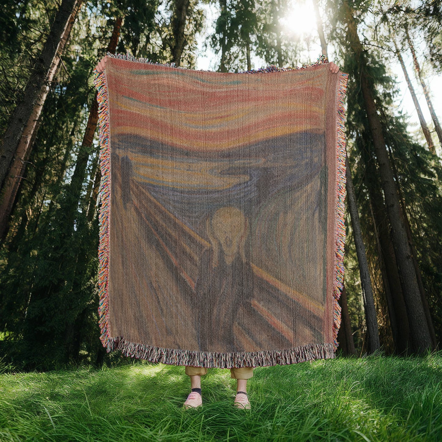 The Scream Blanket 100% Cotton Throw Woven in USA Edvard Munch Famous Painting Gift for Art Lover