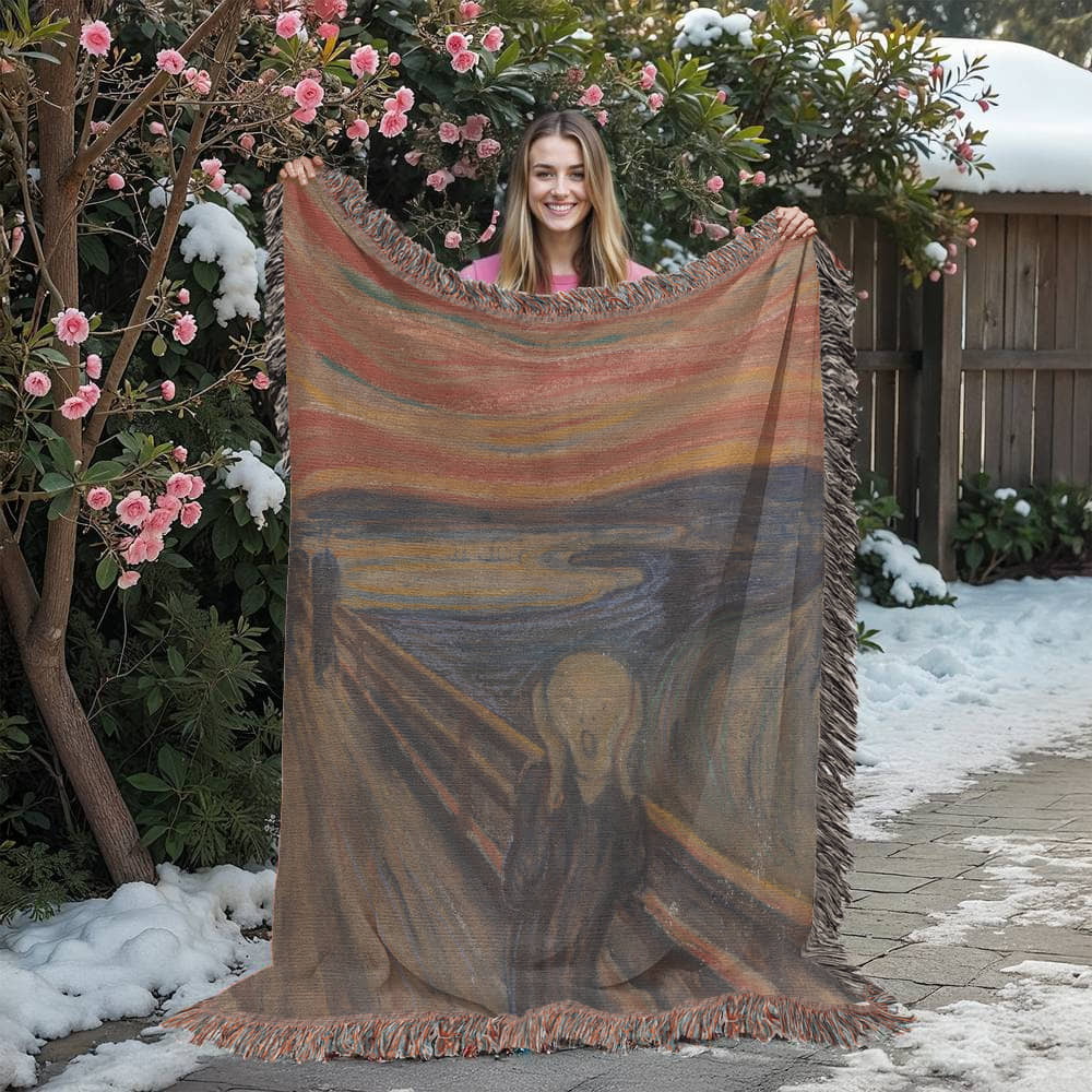 The Scream Blanket 100% Cotton Throw Woven in USA Edvard Munch Famous Painting Gift for Art Lover