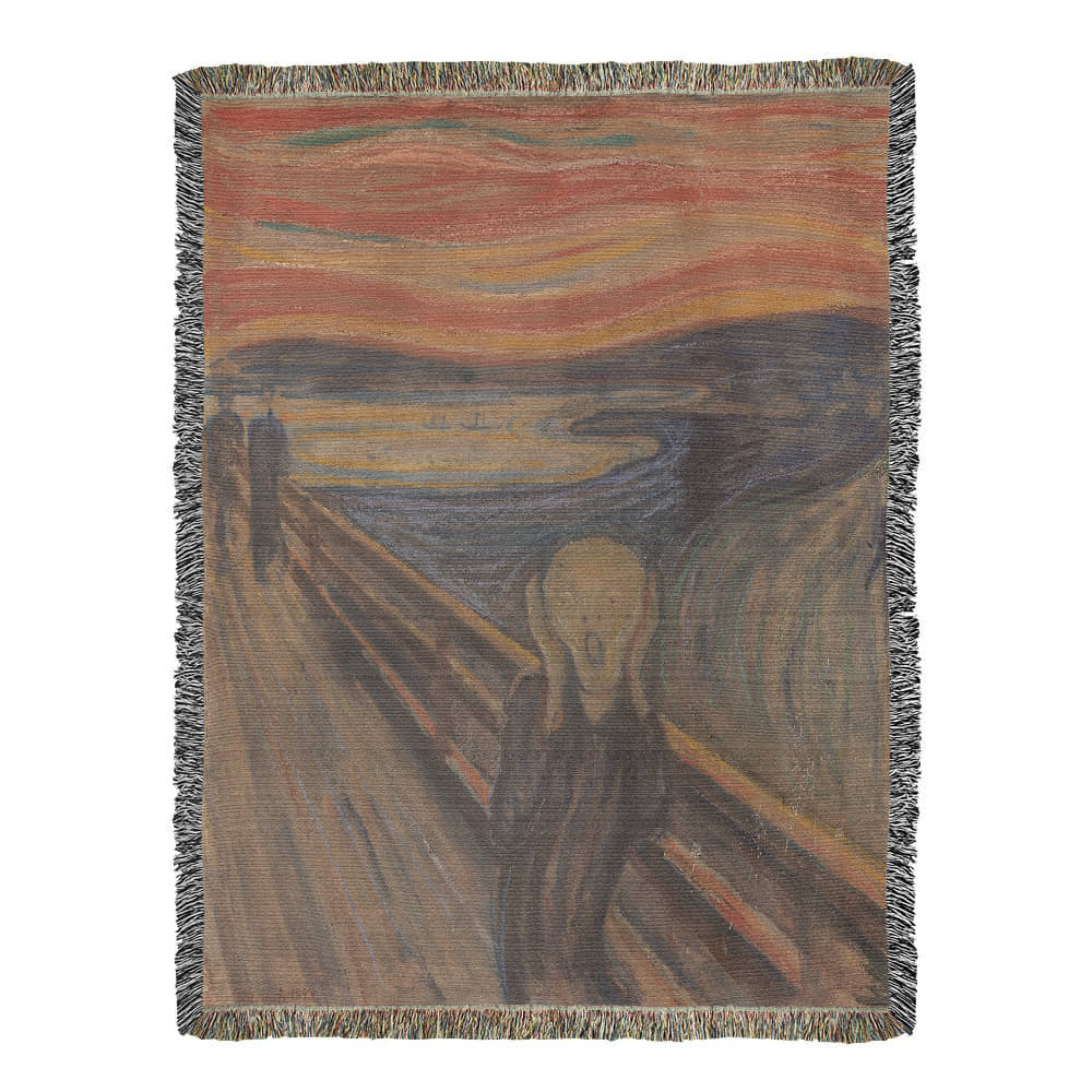 The Scream Blanket 100% Cotton Throw Woven in USA Edvard Munch Famous Painting Gift for Art Lover