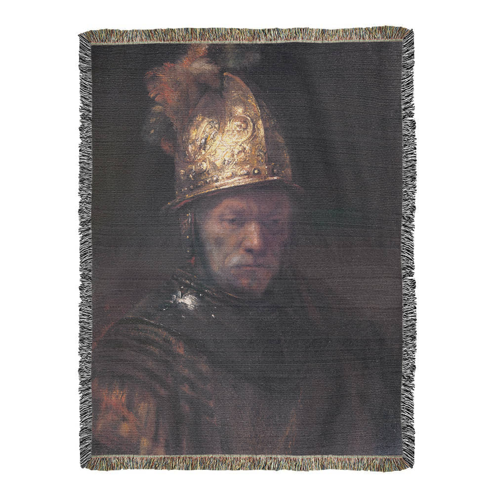 Rembrandt The Man with the Golden Helmet Blanket 100% Cotton Throw Woven in USA Famous Painting Gift for Art Lover