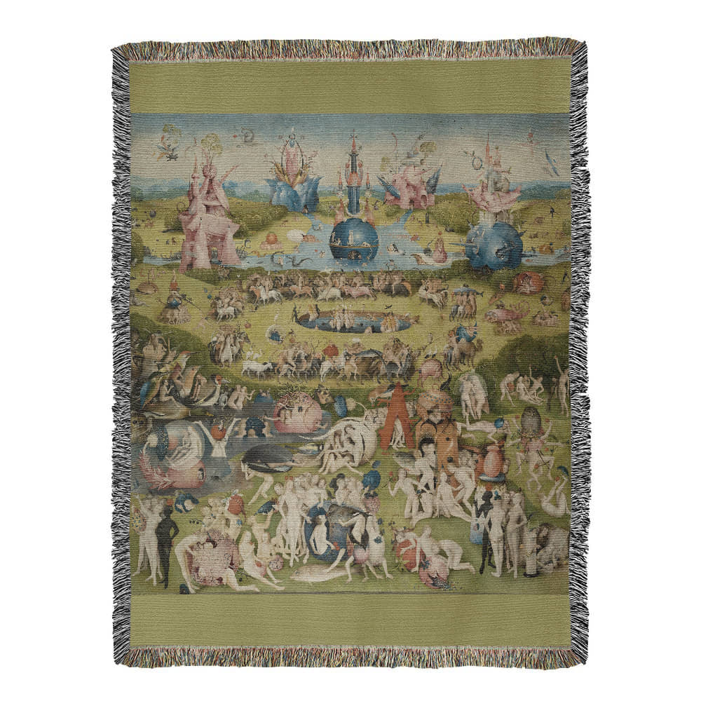 The Garden of Earthly Delights Blanket 100% Cotton Throw Woven in USA Famous Painting Gift for Art Lover